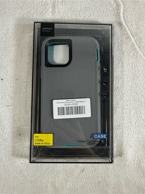iPhone 11 Pro Protective Case - Gray with Teal Accents